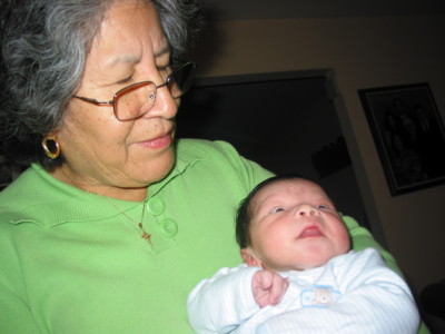 Grandmother Lea with newborn Nathan