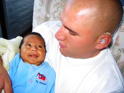 Perry Andrew smiles at Dad Perry